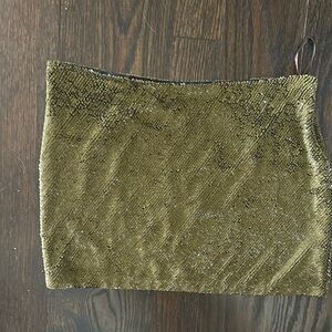Olive Green Textured Skirt